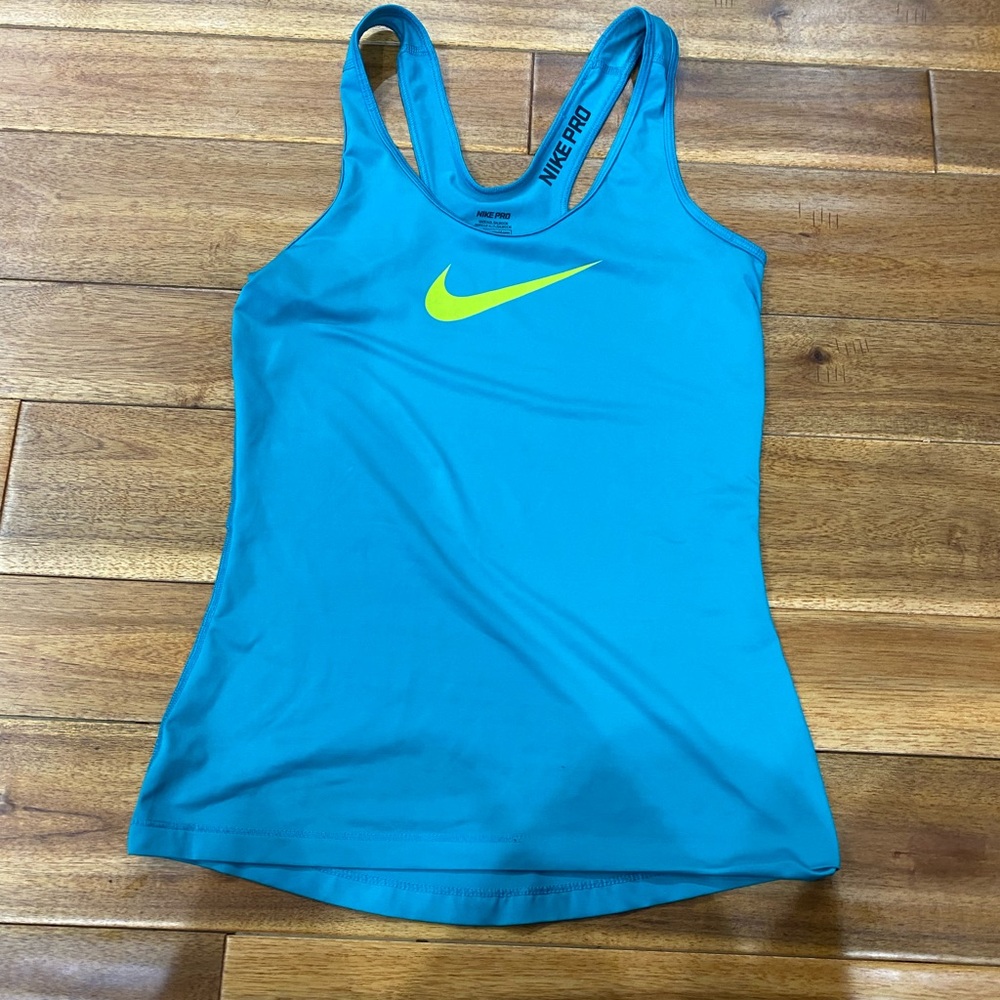 Nike Turquoise Tank with Neon Yellow Swoosh